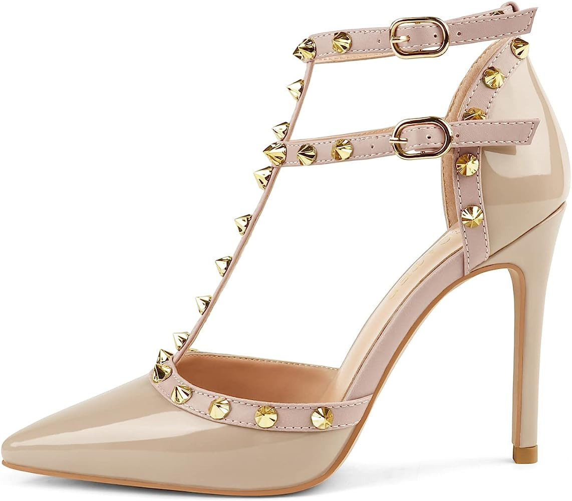 HECATER Ankle Strap Heels for Women Stilettos Pumps | Amazon (US)