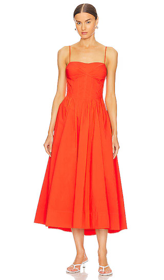 Kittiya Midi Dress in Flame | Revolve Clothing (Global)