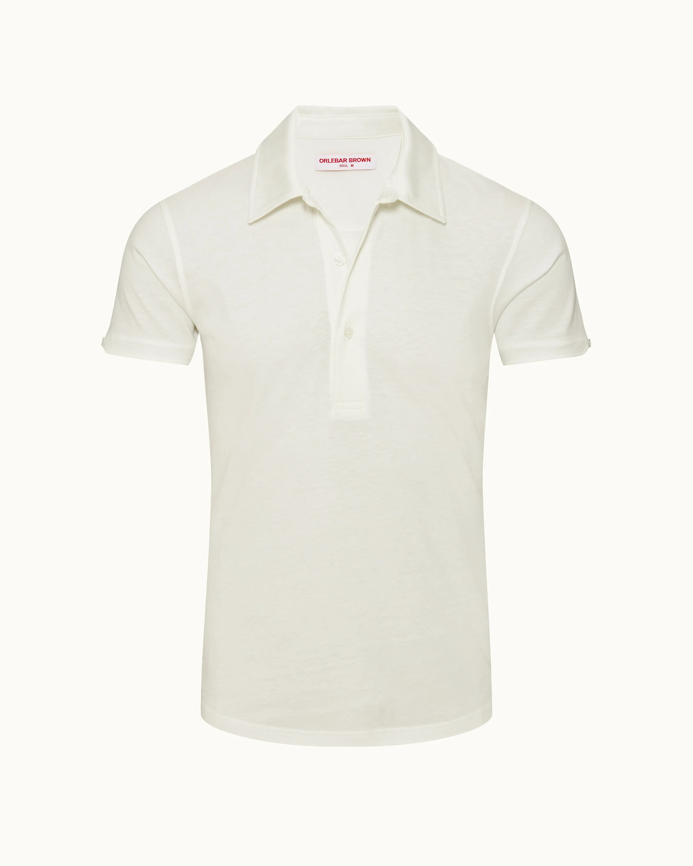 Orlebar Brown | Men's Tailored Fit Cotton-Silk Polo Shirt in Off White | Orlebar Brown
