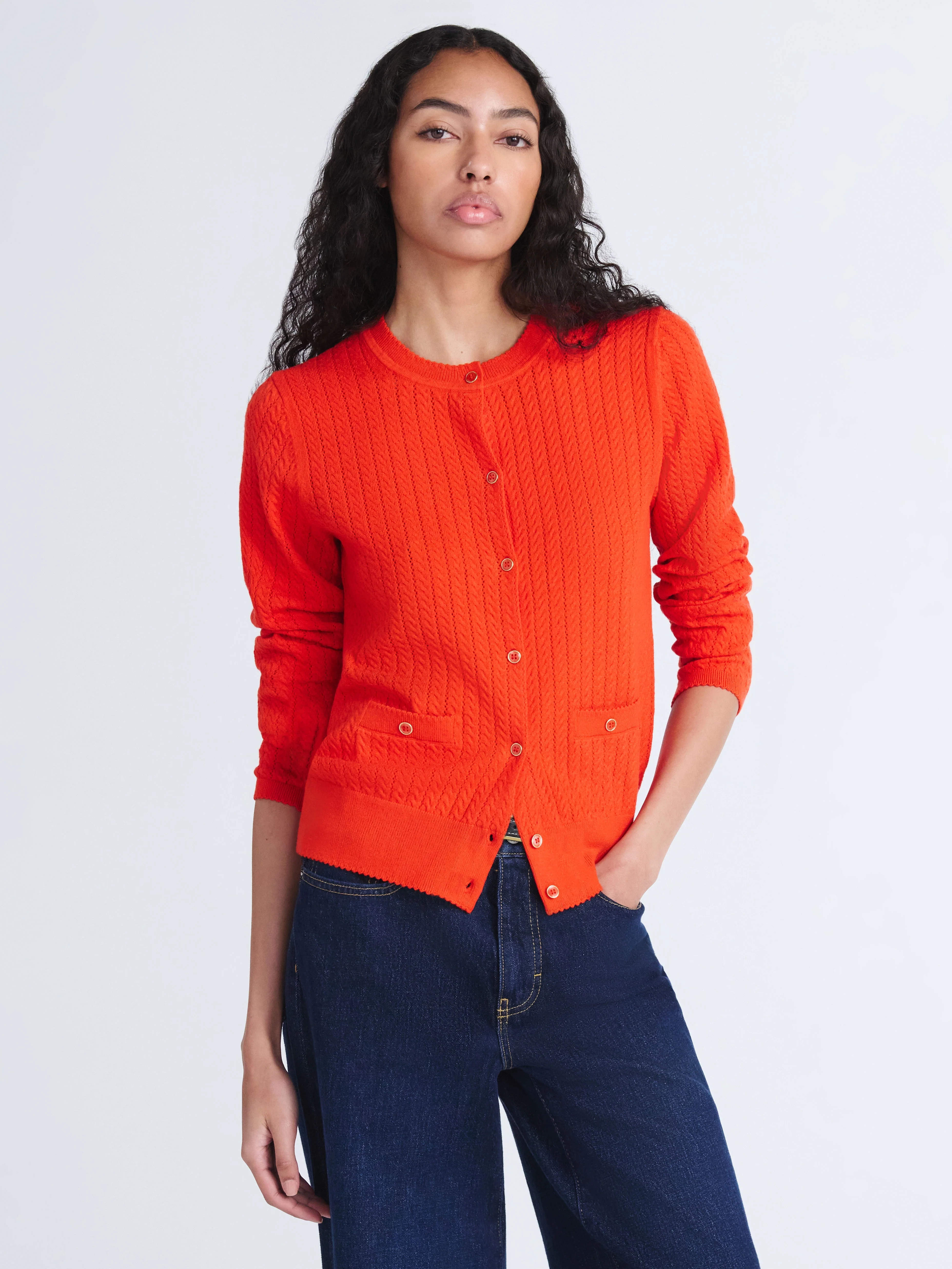 Free Assembly Women's and Women's Plus Cozy Yarn Welt Pocket Cable Cardigan Sweater, Midweight, S... | Walmart (US)