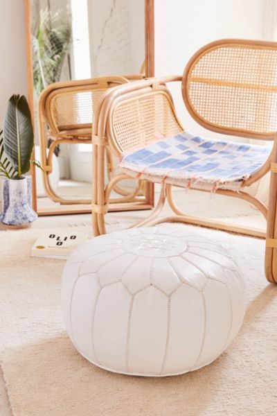 Traditional Leather Floor Pouf | Urban Outfitters (US and RoW)