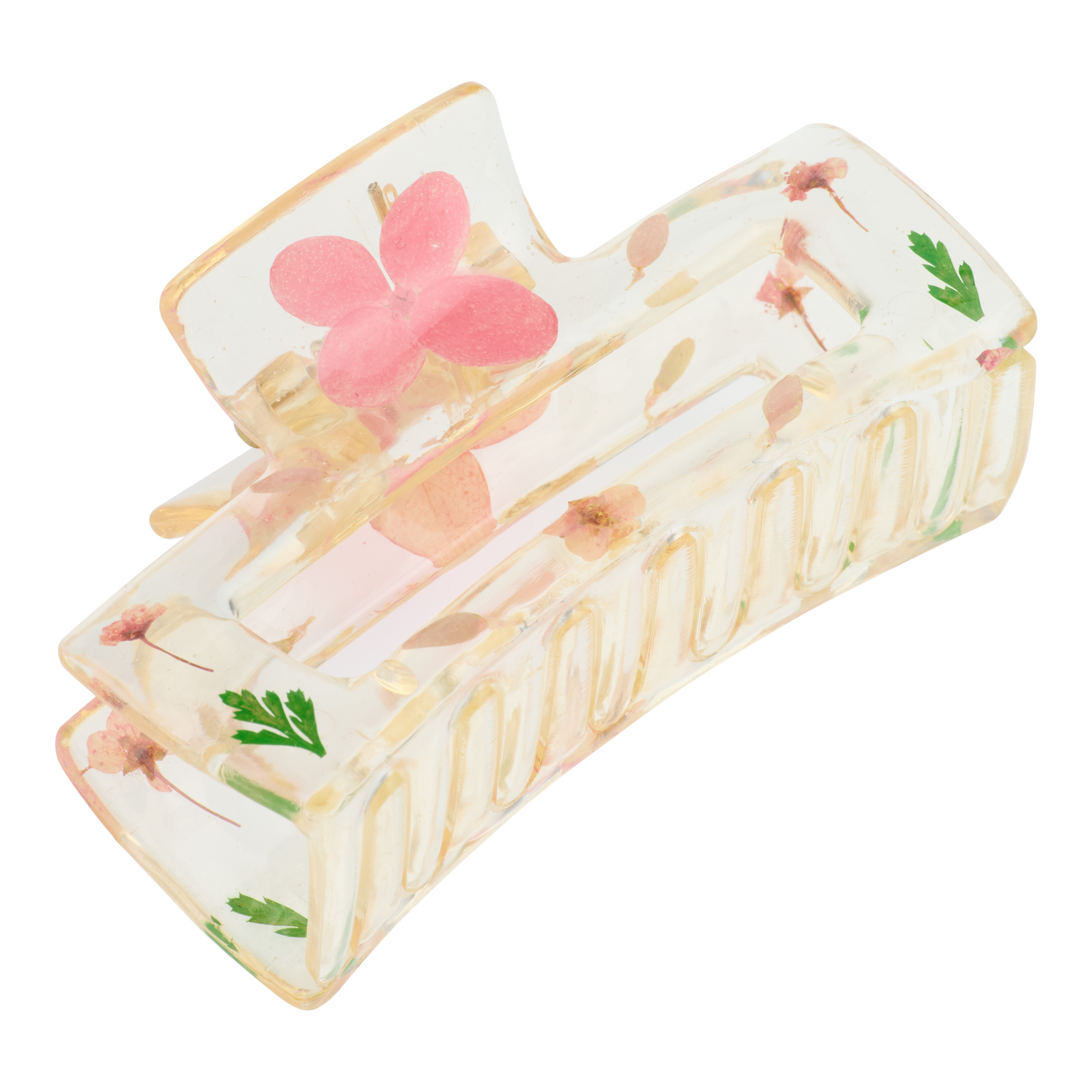 Pink and Green Dried Flower Acrylic Claw Clip | World Market
