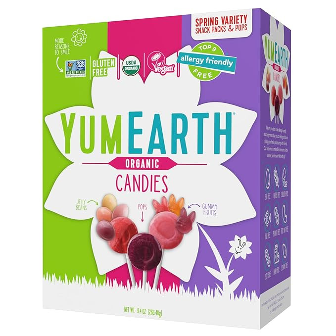 YumEarth Organic Easter Candy Variety Box, 9.4 Ounce - Organic Gummy Fruits, Jelly Beans & Pops -... | Amazon (US)