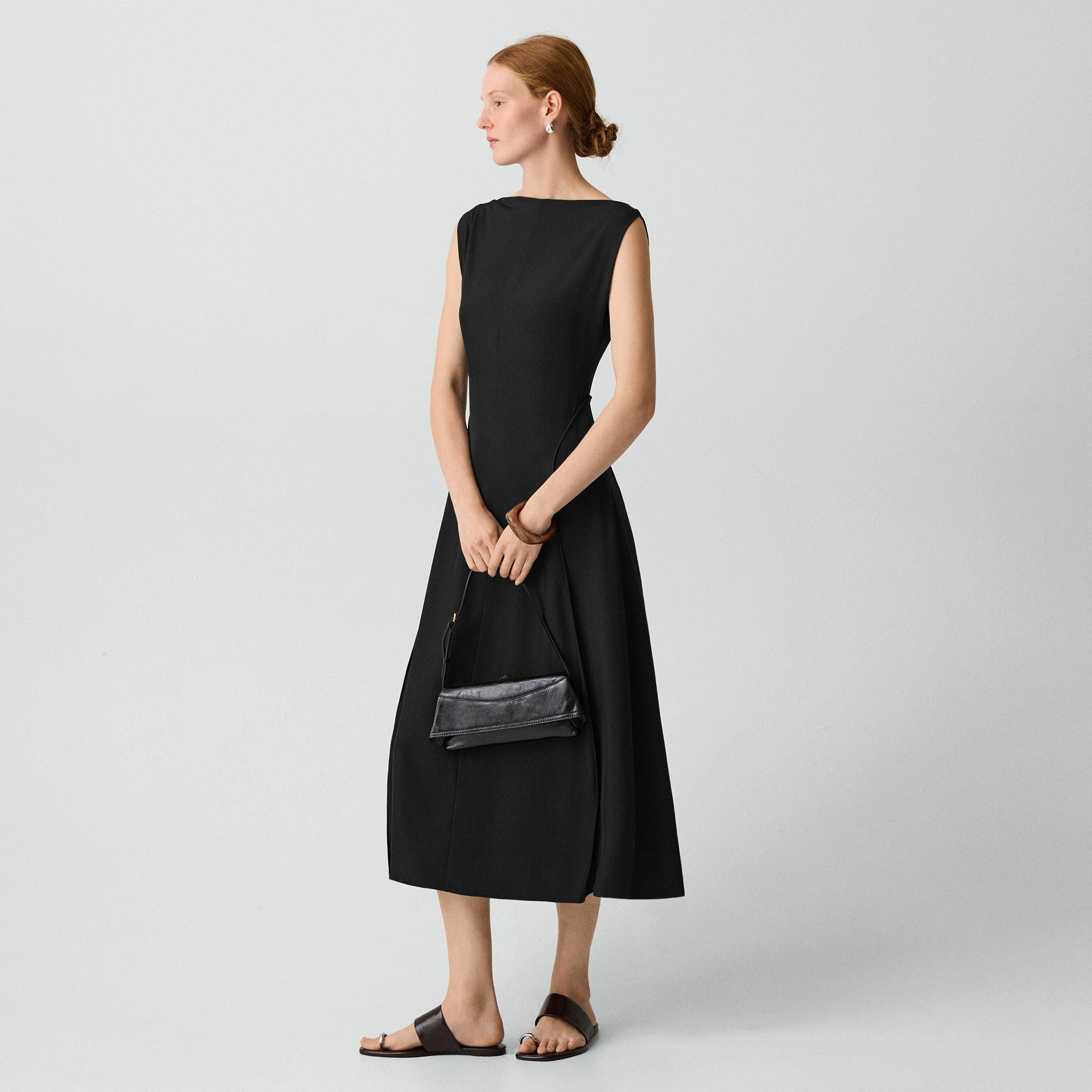 Draped Midi Dress in Washed Twill | Theory