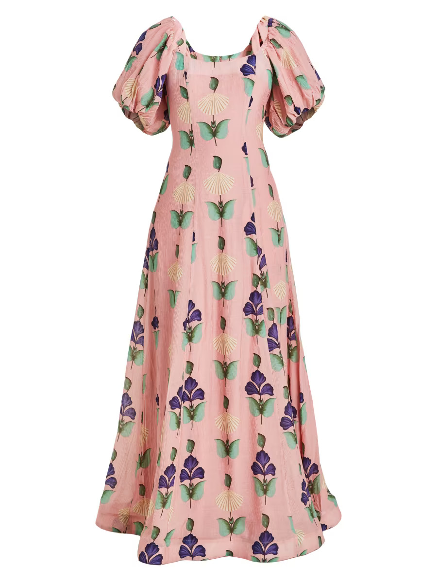 Arrabbiata Floral Puff-Sleeve Gown | Saks Fifth Avenue