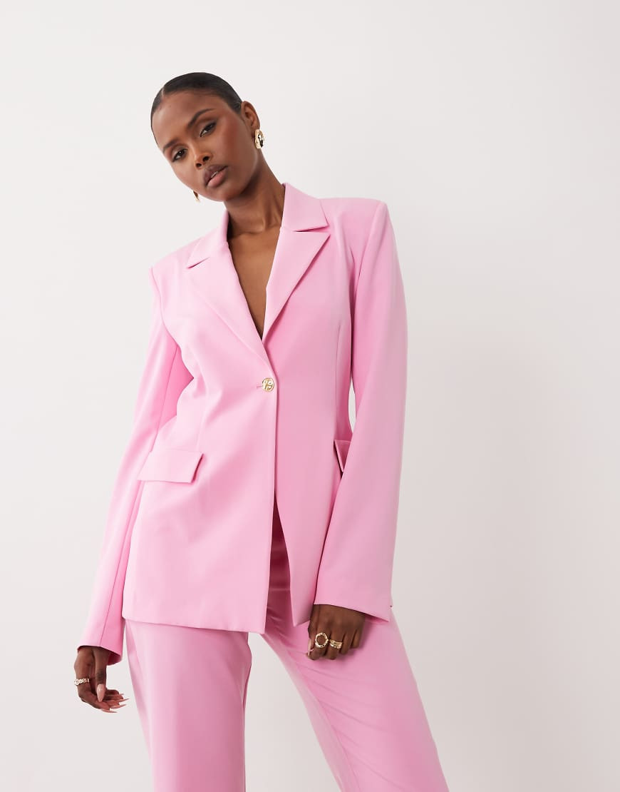 ASOS LUXE tailored blazer in bright pink - part of a set | ASOS (Global)