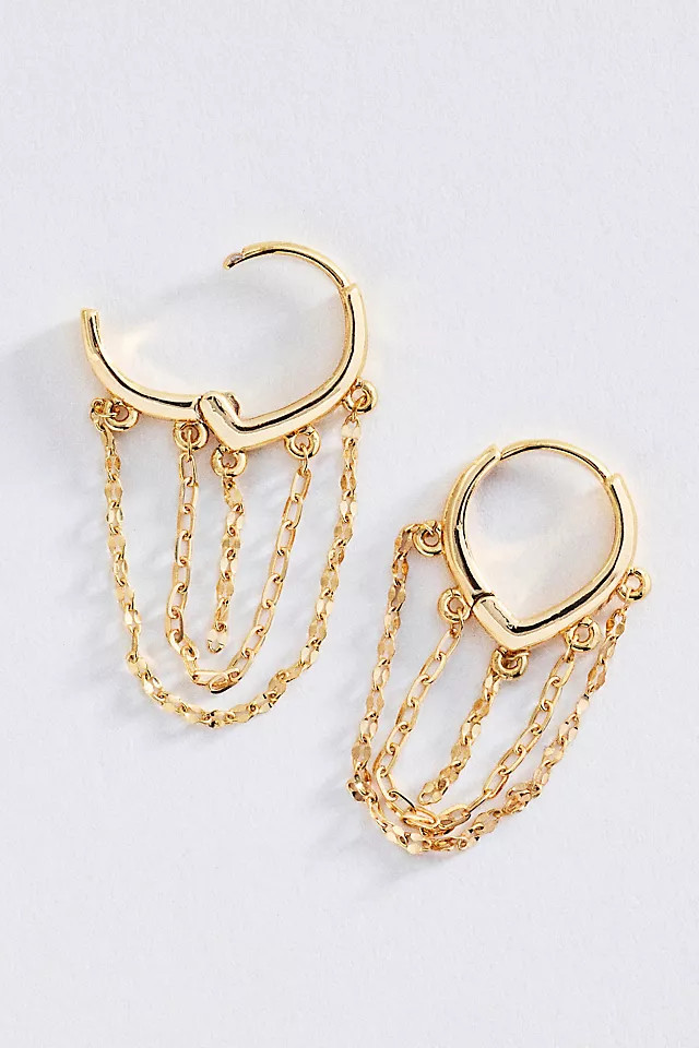 Fringe Chain Huggie Earrings | Anthropologie (US)