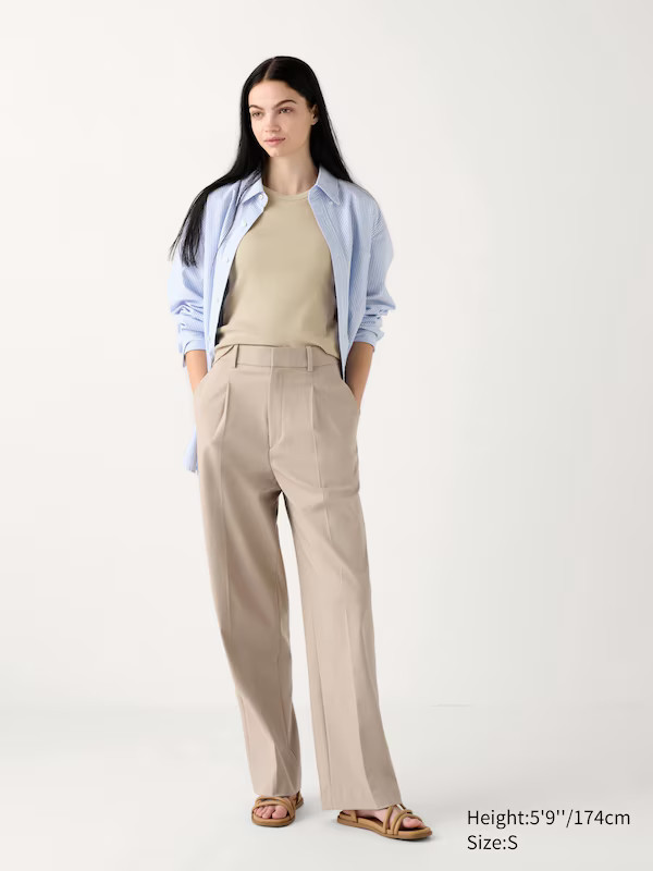 Pleated Wide Trousers (Longer) | UNIQLO (UK)