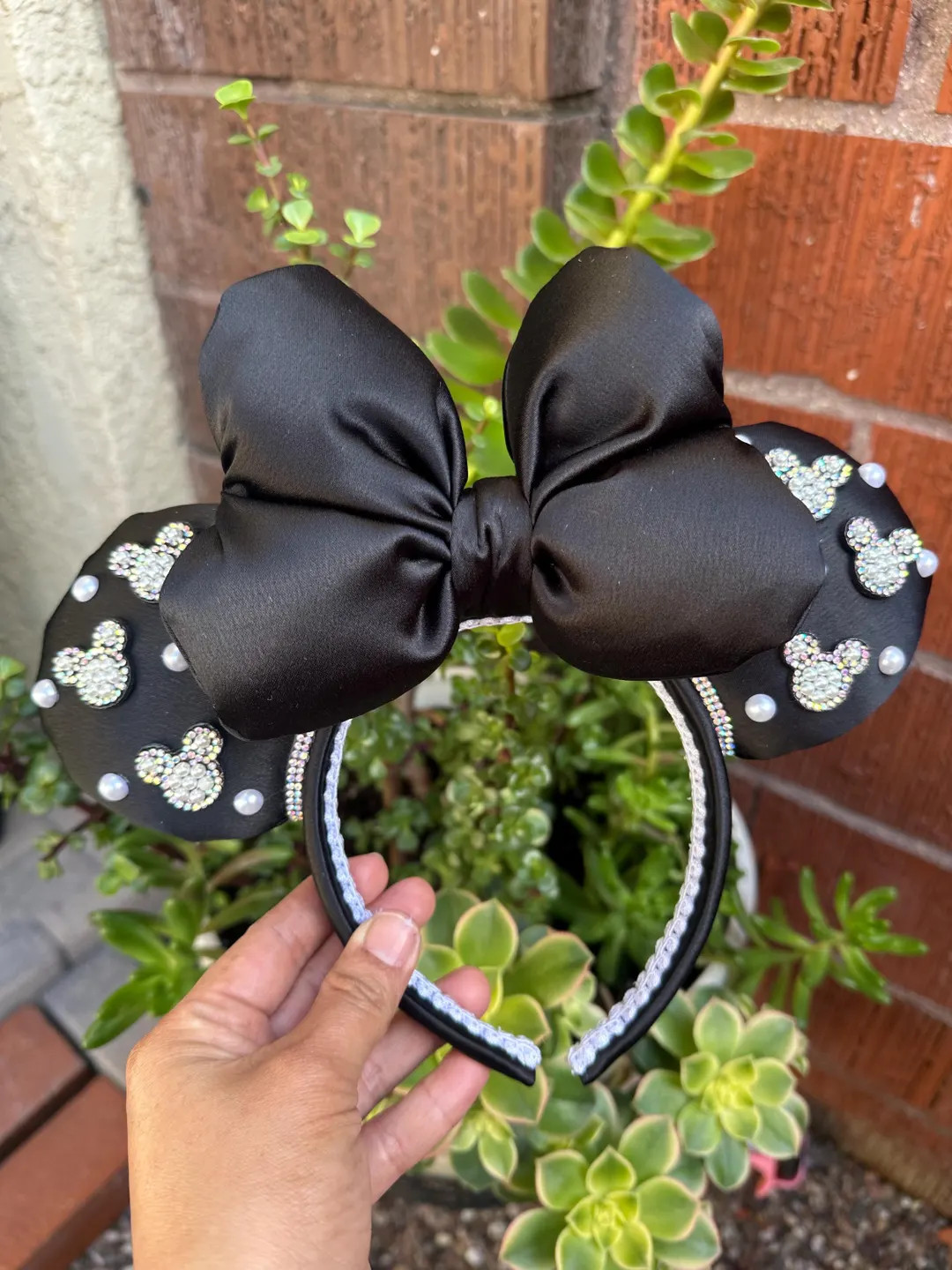 Black Satin  Minnie Ears | Etsy (US)