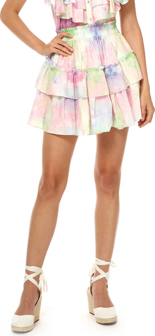 Watercolor Blooms Ruffle Cotton Miniskirt | Nordstrom