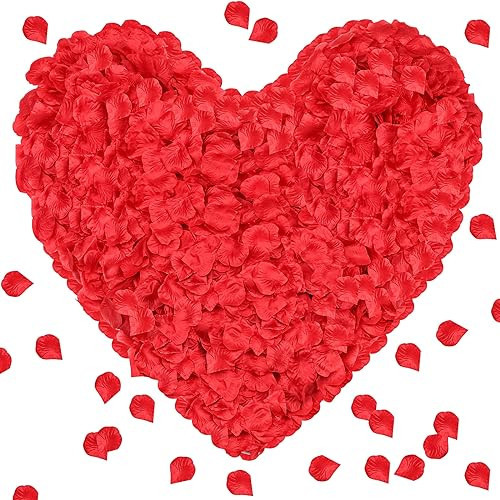 Pyrrhiax 1000Pieces Rose Petals, Artificial Flower Petals Fake Rose Petals Silk Red Rose Petals for Romantic Night,Wedding,Proposal Anniversary Flower Decorations (Red) | Amazon (US)