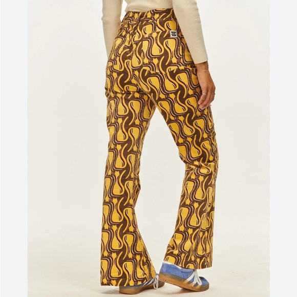LUCY & YAK ZIGGY Organic Corduroy Print Flared Pants W40 (XXL) | Poshmark
