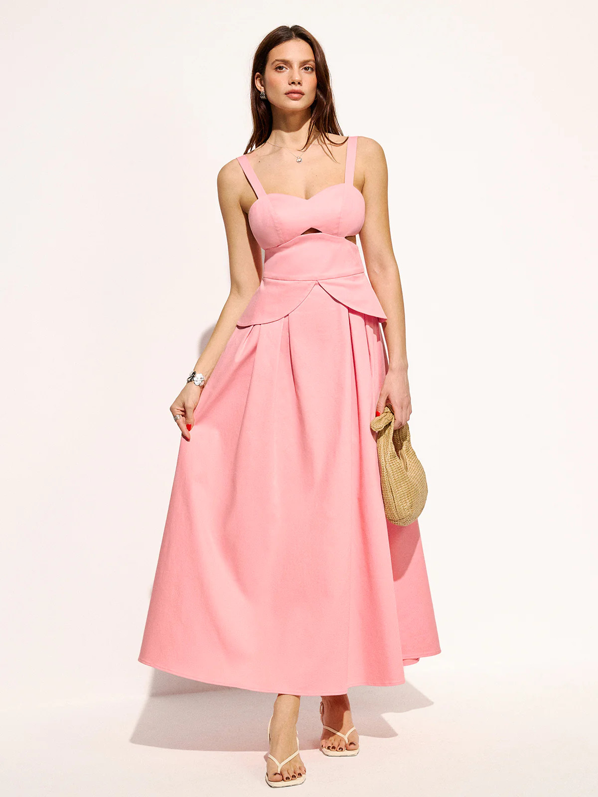 Cotton Cutout Strappy Maxi Dress | Commense