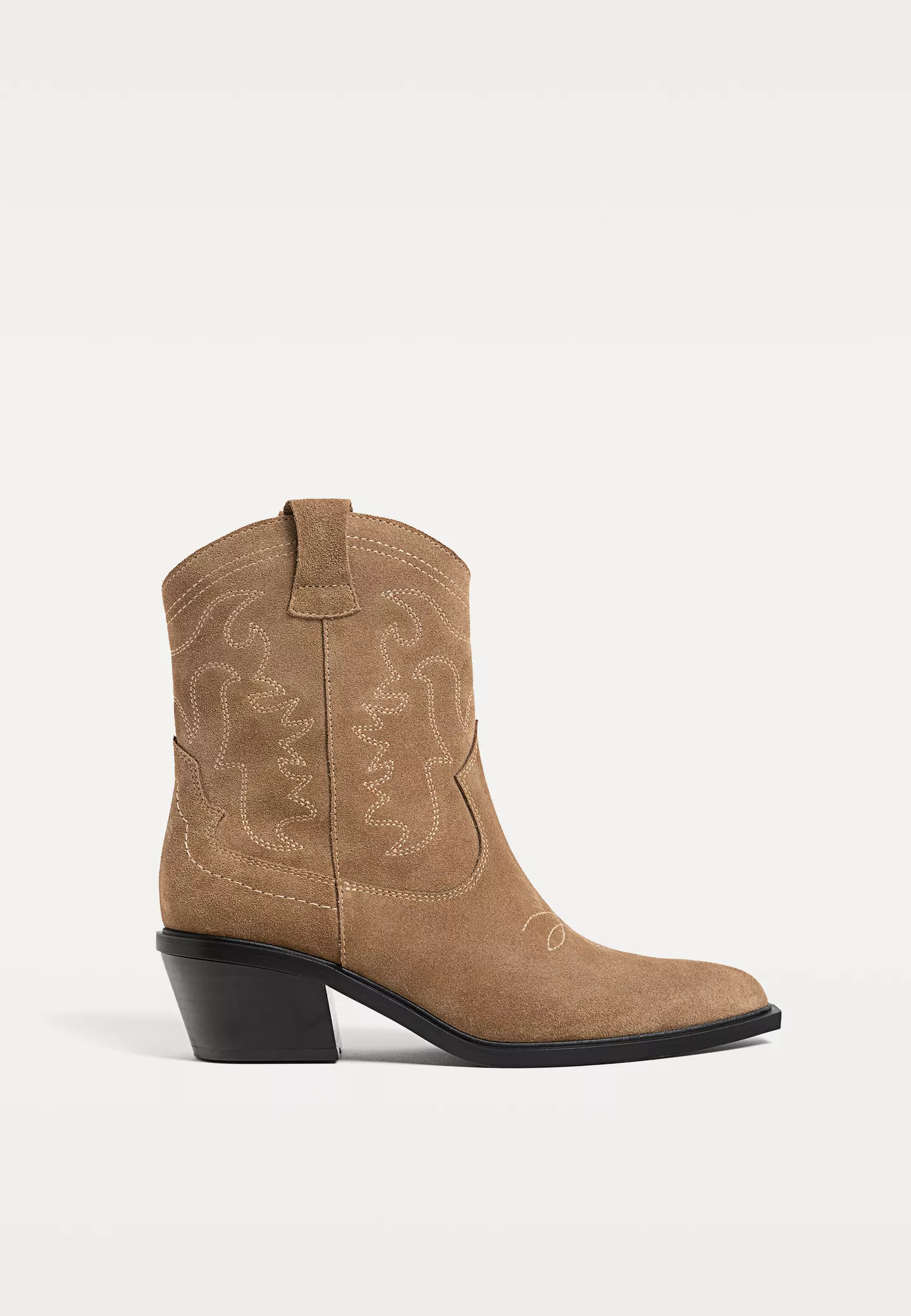 Split leather cowboy ankle boots | Stradivarius (UK)