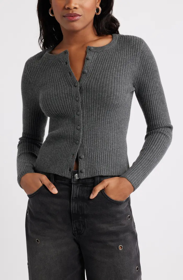 Ribbed Crewneck Cardigan | Nordstrom
