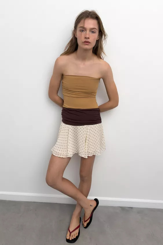 CONTRAST DRESS WITH DOTS | Zara UK