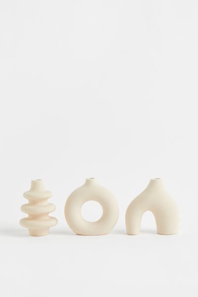 3-pack Mini Stoneware Vases - Light beige - Home All | H&M US | H&M (US + CA)