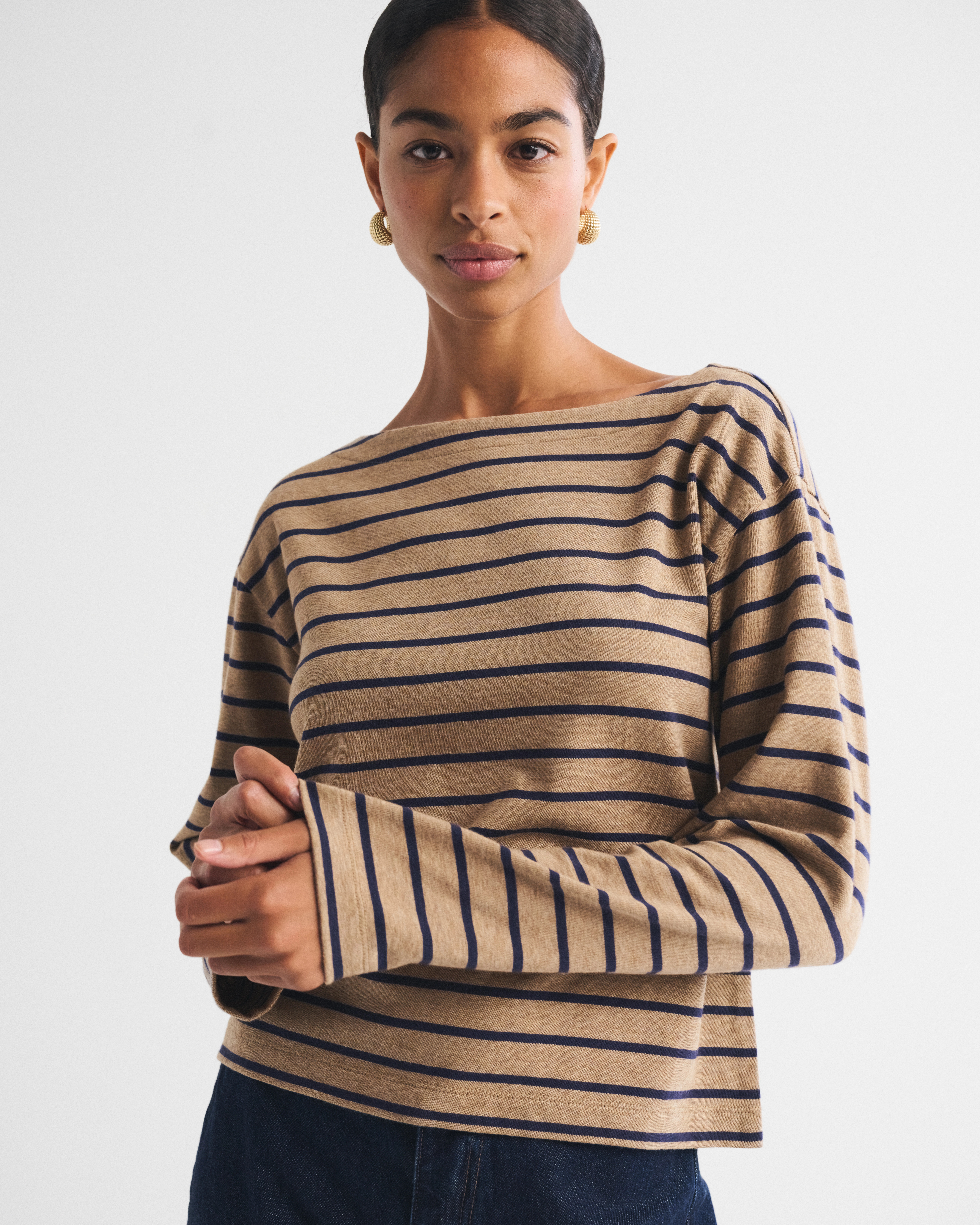 Long-Sleeve Mariner Boat Neck Tee | Abercrombie & Fitch (US)