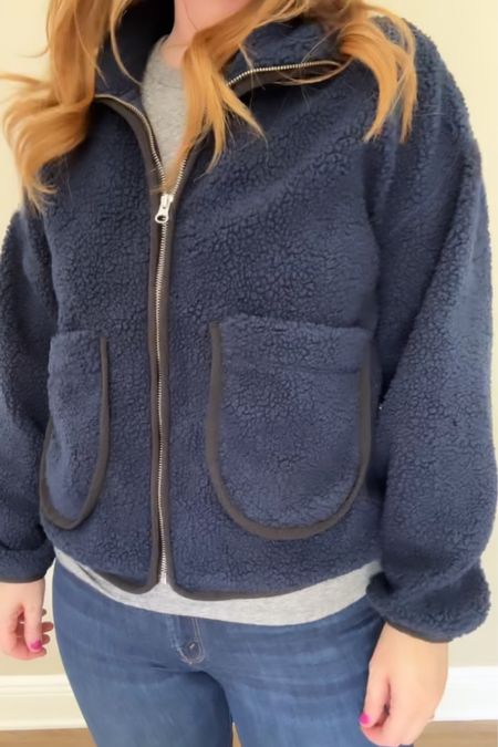 Who doesn’t love a jacket with room? This sherpa zip up from #freeassembly is my go to to grab and go now that the weather is cooler. I love the soft sherpa and the cording in an accent color to make it really pop. 
#walmartpartner #walmartfashion @walmartfashion

#LTKSeasonal #LTKfamily #LTKstyletip