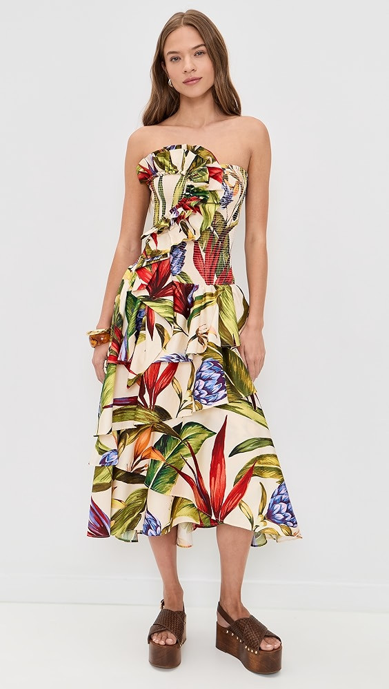Floral Strapless Midi Dress | Shopbop