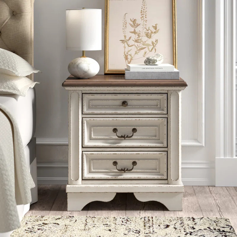 Hayley 3 - Drawer Nightstand in White | Wayfair North America