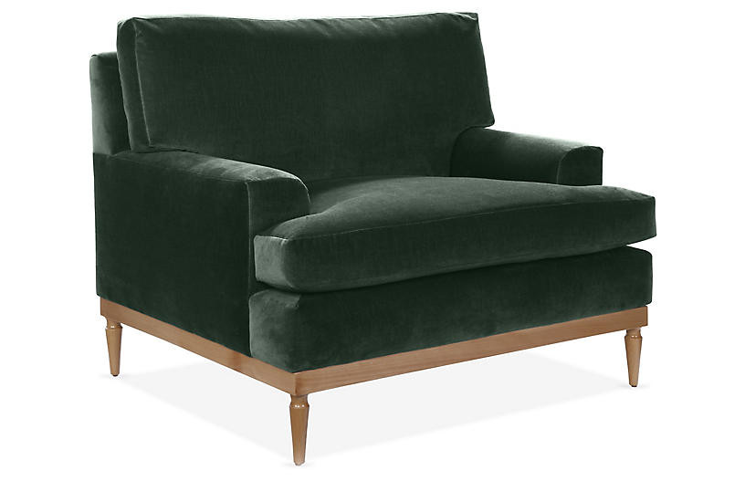 Sutton Club Chair - Forest Green Velvet | One Kings Lane