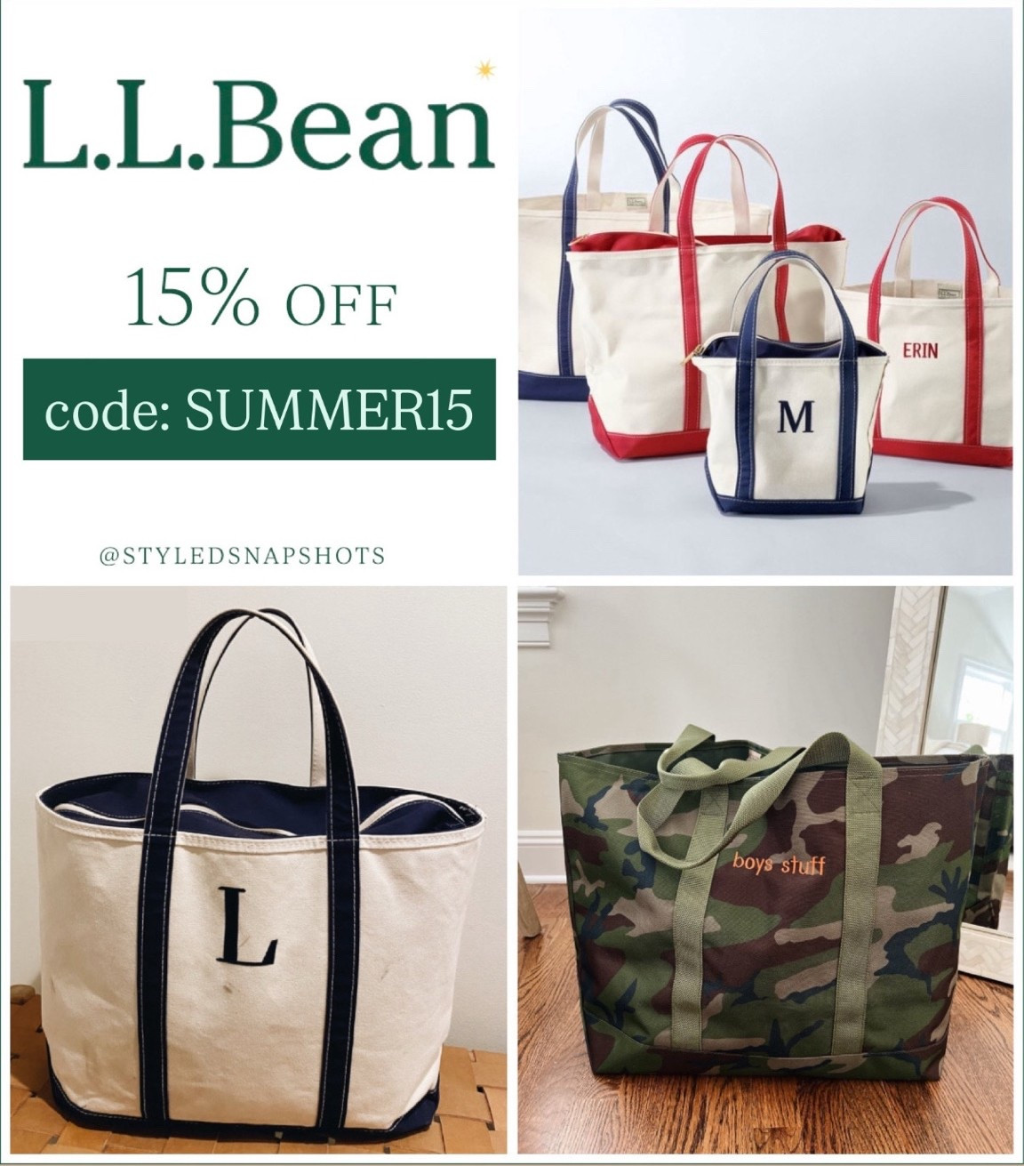15% off LLBean with code SUMMER15. Love their personalized tote bags. The large and XL are my go-to sizes and I’ve gifted so many of these

#LTKSaleAlert