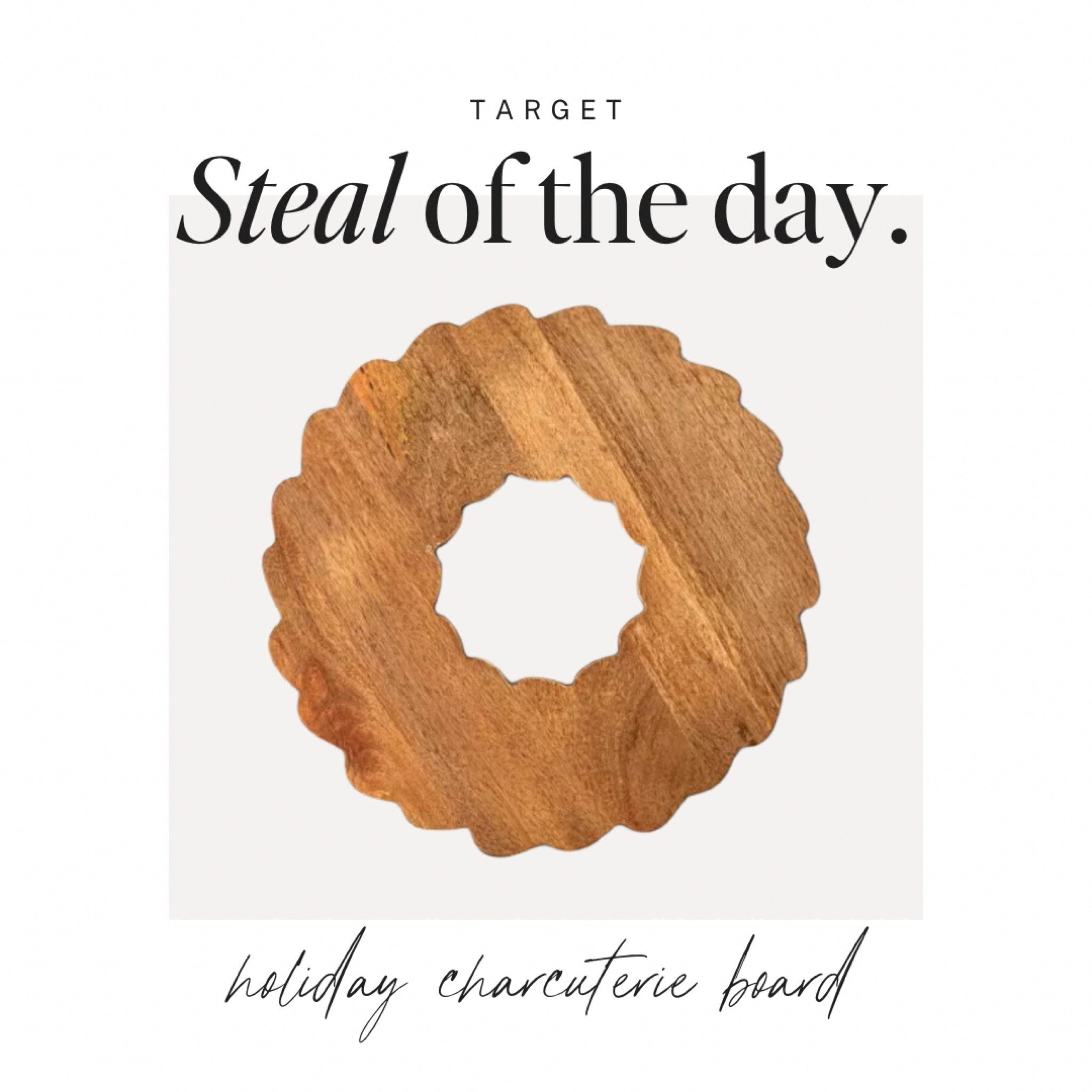 Wreath shaped charcuterie board for the holidays? Yes, please.

Only $20! Won't last long. 

Target finds, target holiday, holiday decor, holiday entertaining, Christmas, cutting board, entertaining 

#LTKHoliday #LTKFindsUnder50 #LTKSeasonal