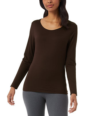 32 Degrees Women's Long-Sleeve Scoop-Neck Top  - Macy's | Macy's