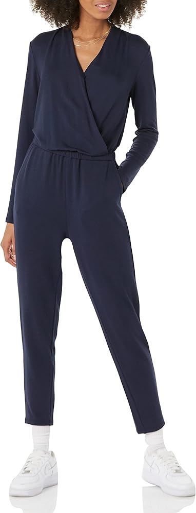 Daily Ritual Women's Supersoft Terry Long-Sleeve V-Neck Wrap Jumpsuit | Amazon (US)