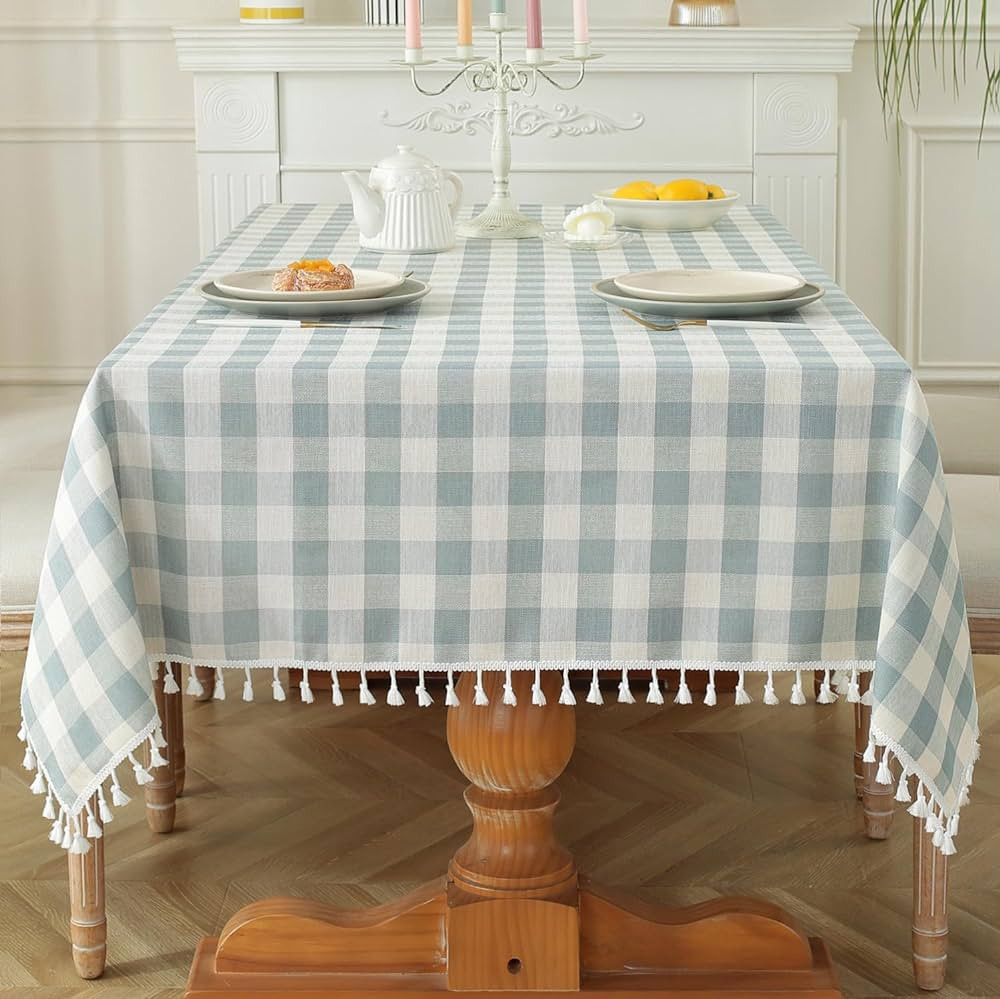 Laolitou Checkered Tablecloth Rectangle Washable Buffalo Plaid Table Cloth with Tassel Cotton Lin... | Amazon (US)