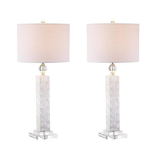 Jonathan Y White Bailey 32"" Seashell LED Set of 2 Table Lamps | HSN