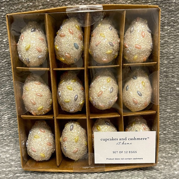 Cupcakes and Cashmere Easter Eggs Spring Decor White Iridescent NEW Set of 12 | Poshmark