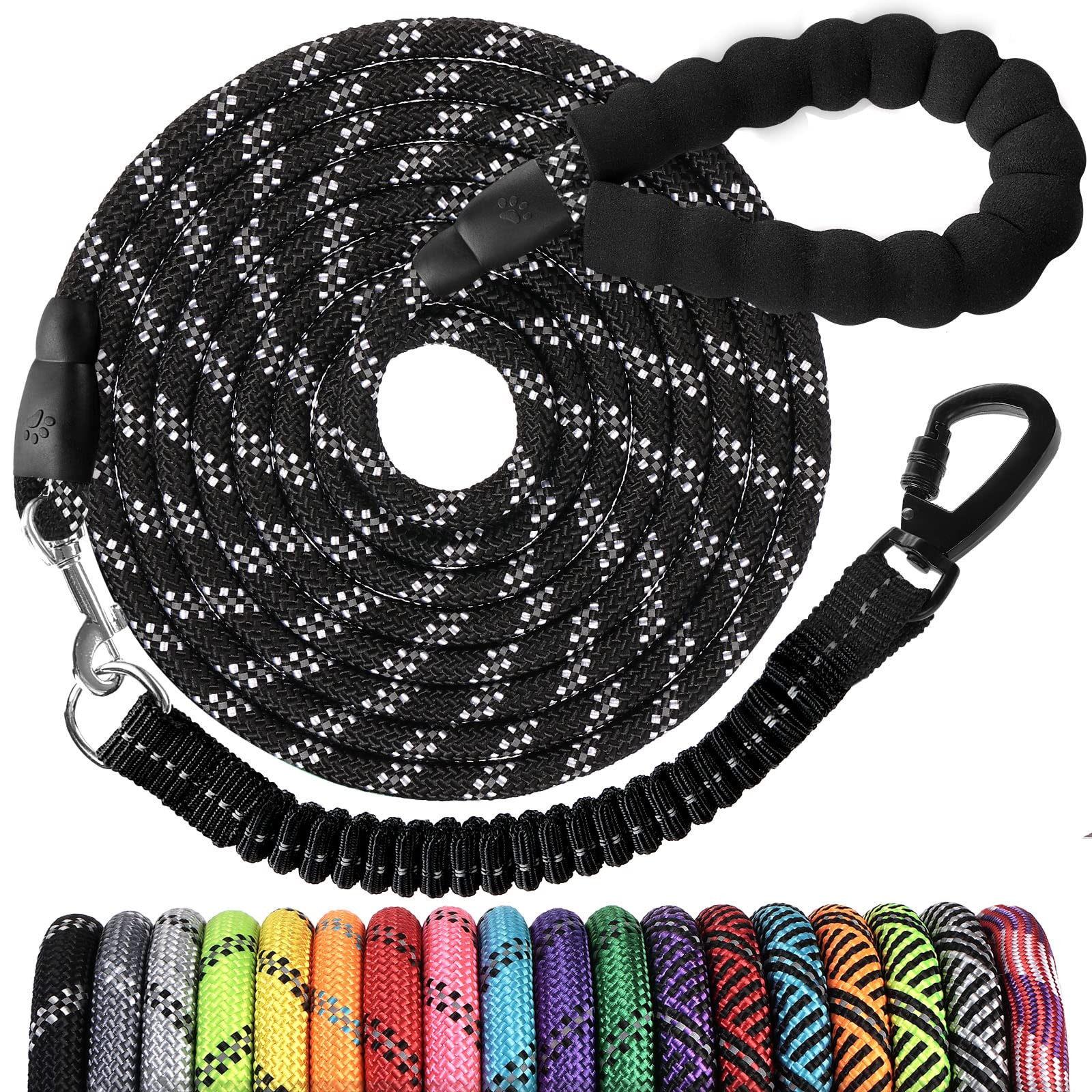 Long Dog Leash 15 FT: Heavy Duty Rope Leashes for Dogs Training with Swivel Lockable Hook Reflect... | Amazon (US)
