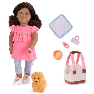 Our Generation Ayanna & Goldie 18'' Doll & Pet Dog Plush Carrier Accessories Set | Target