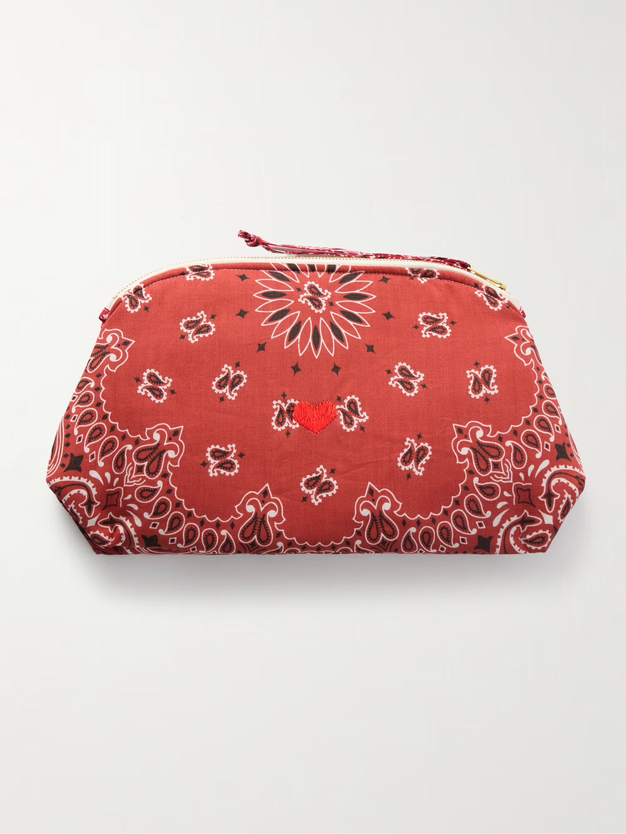 Coeur Vanity embroidered bandana-print cotton pouch | NET-A-PORTER (US)