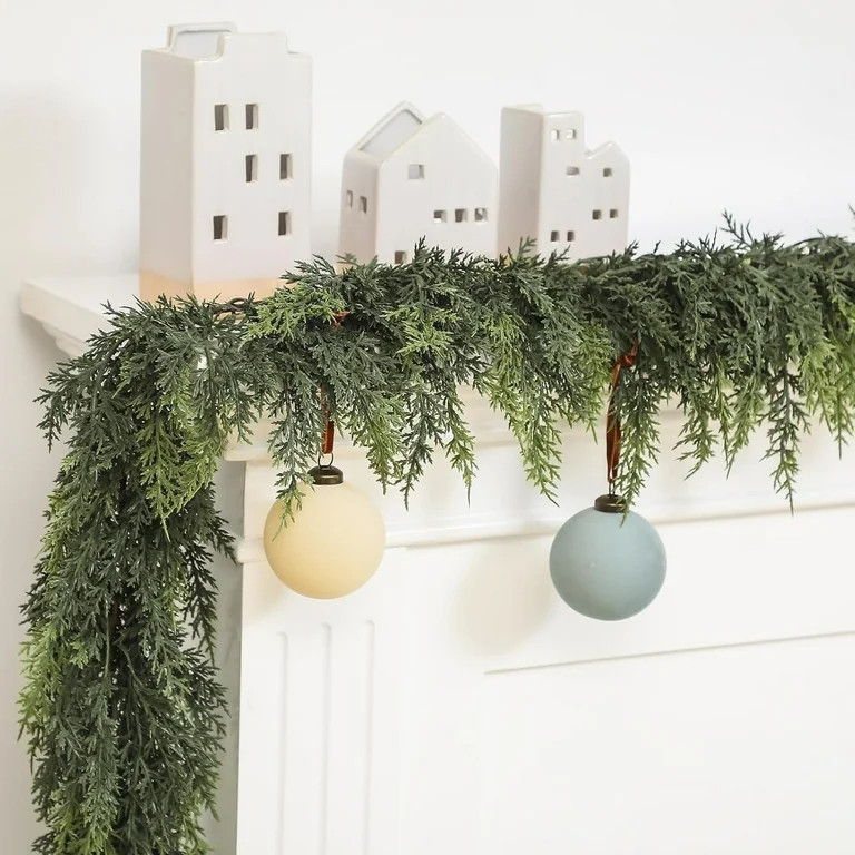 TETOU 1pc 6ft Christmas Cedar Garland,Artificial Realistic Cedar Pine Needles Greenery Garland fo... | Walmart (US)