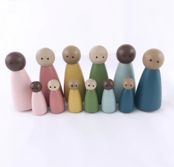 Rainbow Large Set of 6 Rainbow Peg Dolls pretend play open-ended storytelling fantasy dollhouse c... | Etsy (US)