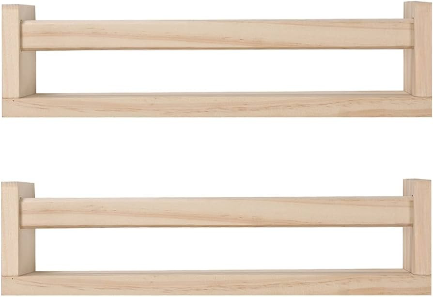 JORIKCHUO Nursery Book Shelves, Set of 2 Wood Floating Book Shelves for Kids Room, Kitchen Spice ... | Amazon (US)