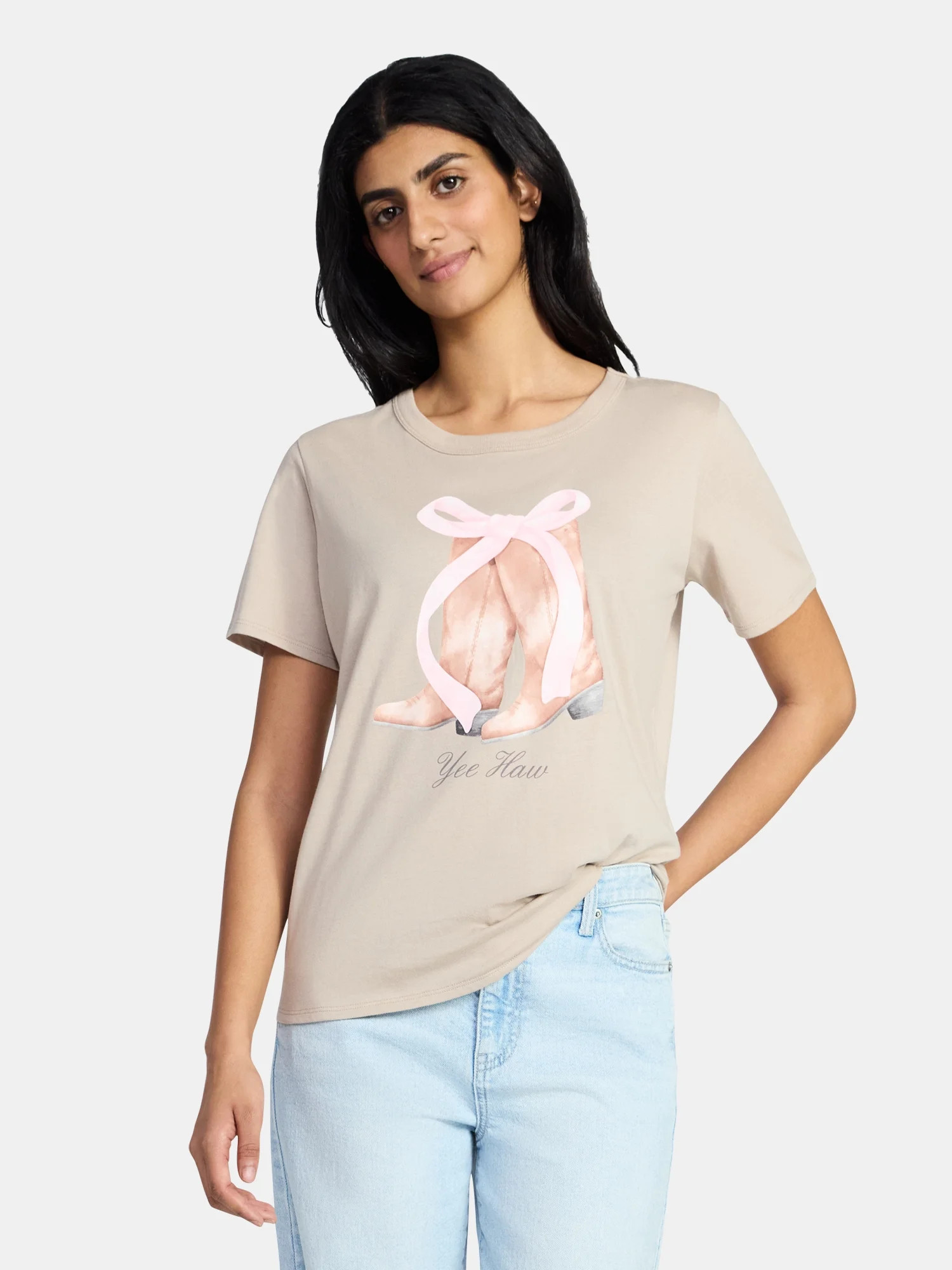 Yee Haw Boots Bow Women's Graphic Everyday Tee with Short Sleeves, Sizes XXS-XXL | Walmart (US)