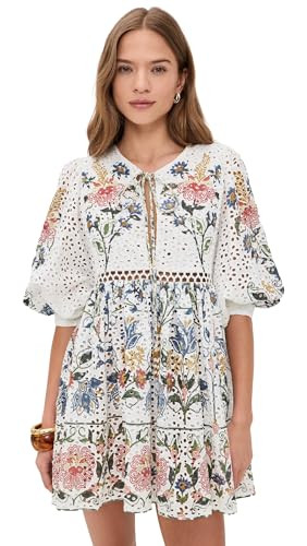 FARM Rio Women's Stitched Garden Off-White Mini Dress, Stitched Garden Off White, S | Amazon (US)