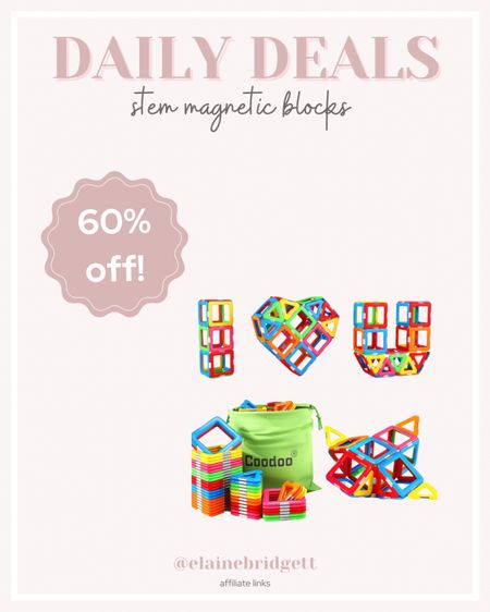 Magnetic blocks on sale! Make sure to clip the coupon but discount will automatically apply

Stem toys, magnetic stem toys, magnetic stem blocks, preschool toys, toddler toys, montessori learning toys, Amazon daily deals 

#LTKfamily #LTKfindsunder50 #LTKkids