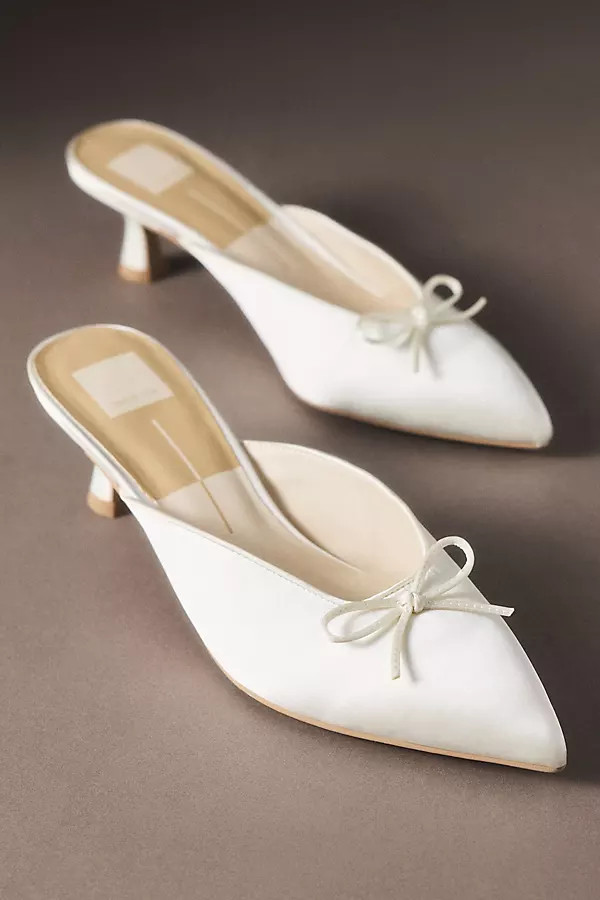 Cleo Satin Mule Kitten Heels | Anthropologie (US)