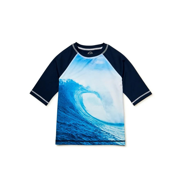 Wonder Nation Boys Short Sleeve Print Rashguard, Sizes 4-18 & Husky | Walmart (US)