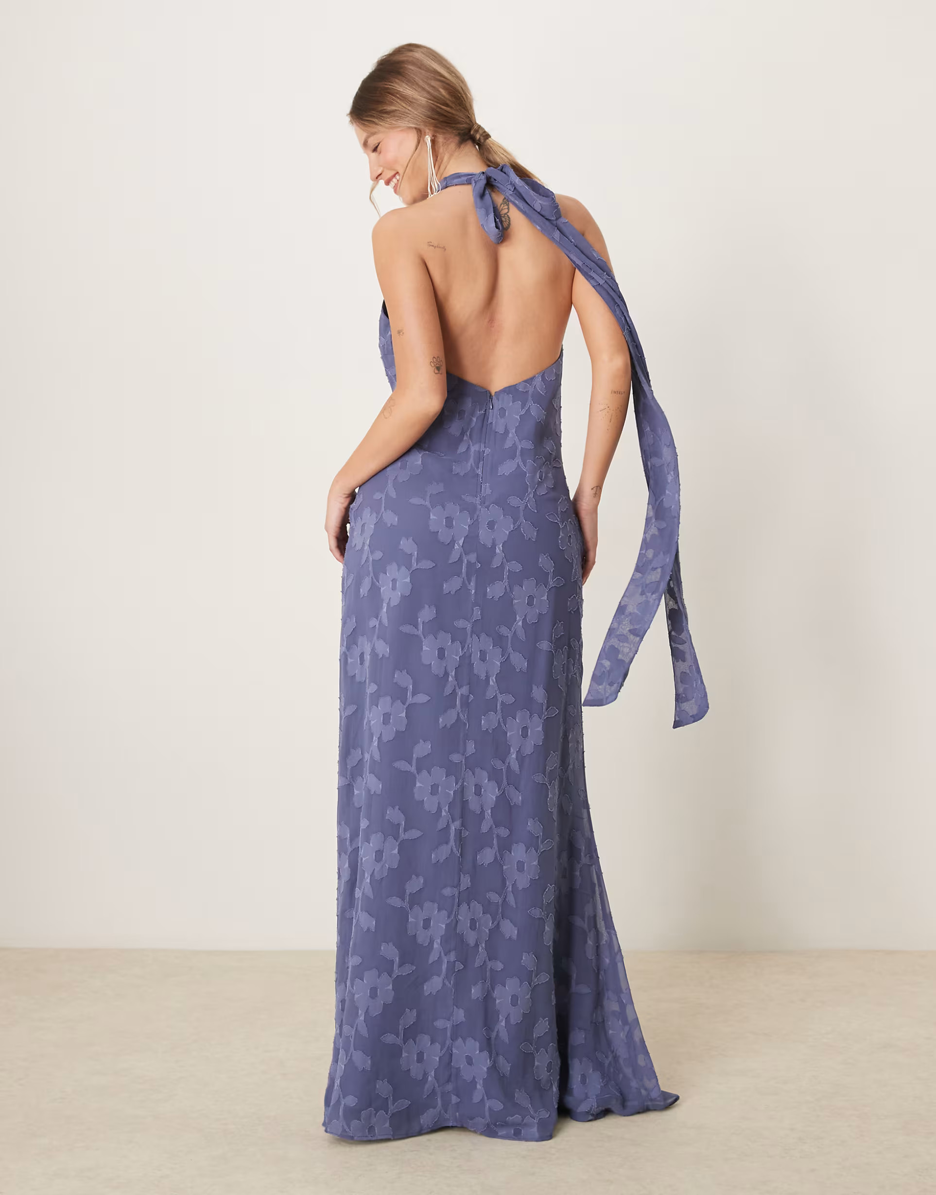 Anaya Floral halter neck maxi dress in indigo blue | ASOS (Global)