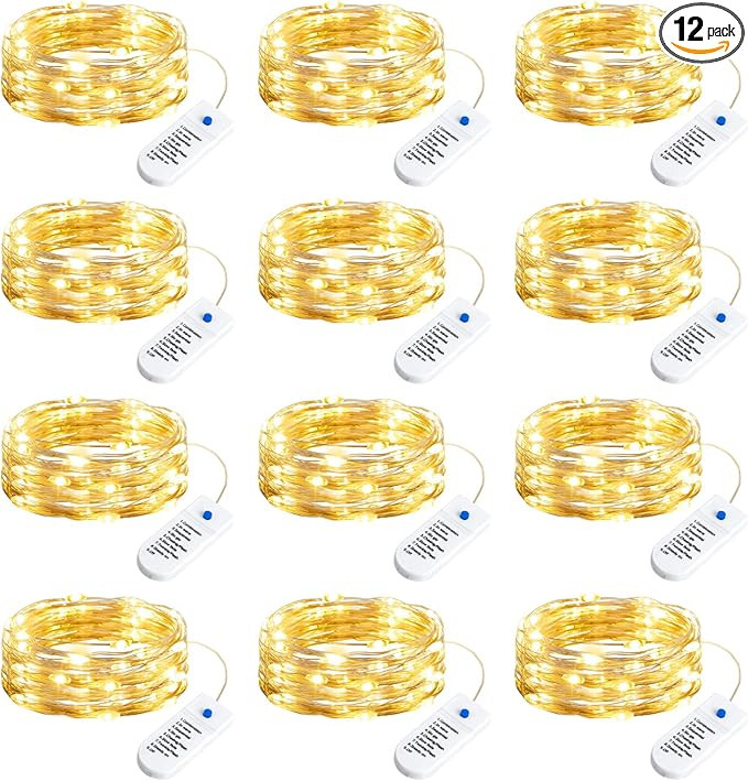 Minetom 12 Pack Fairy Lights Battery Operated String Lights, 8 Modes & Timer, 7ft 20LED Waterproo... | Amazon (US)
