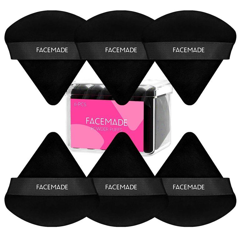 FACEMADE 6 Pcs Triangle Velour Face Powder Puff Set with Case, Wet and Dry Use Beauty Makeup Tool... | Walmart (US)