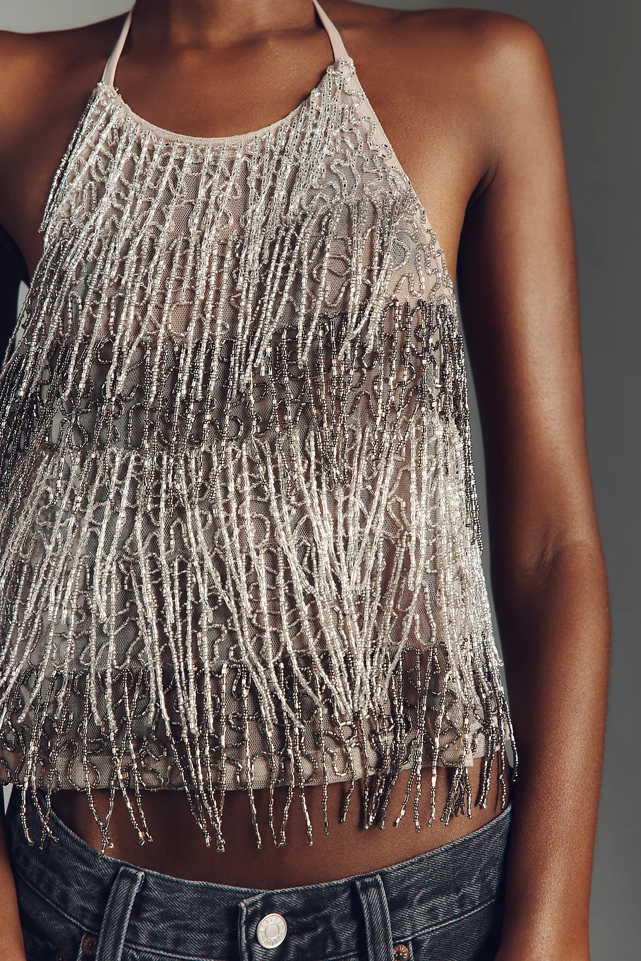 By Anthropologie Fringe Beaded Halter Cami | Anthropologie (US)