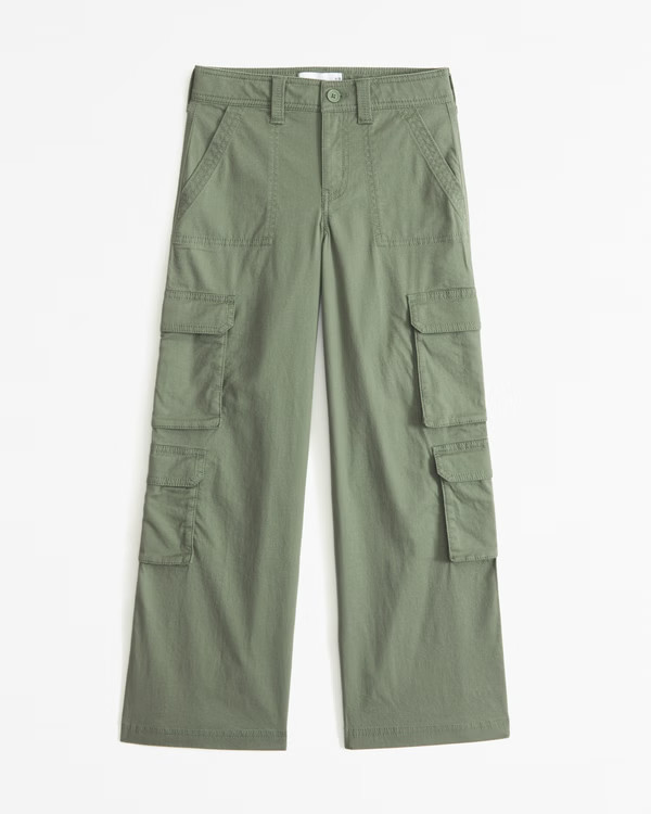 girls ultra wide leg cargo pants | girls bottoms | Abercrombie.com | Abercrombie & Fitch (US)