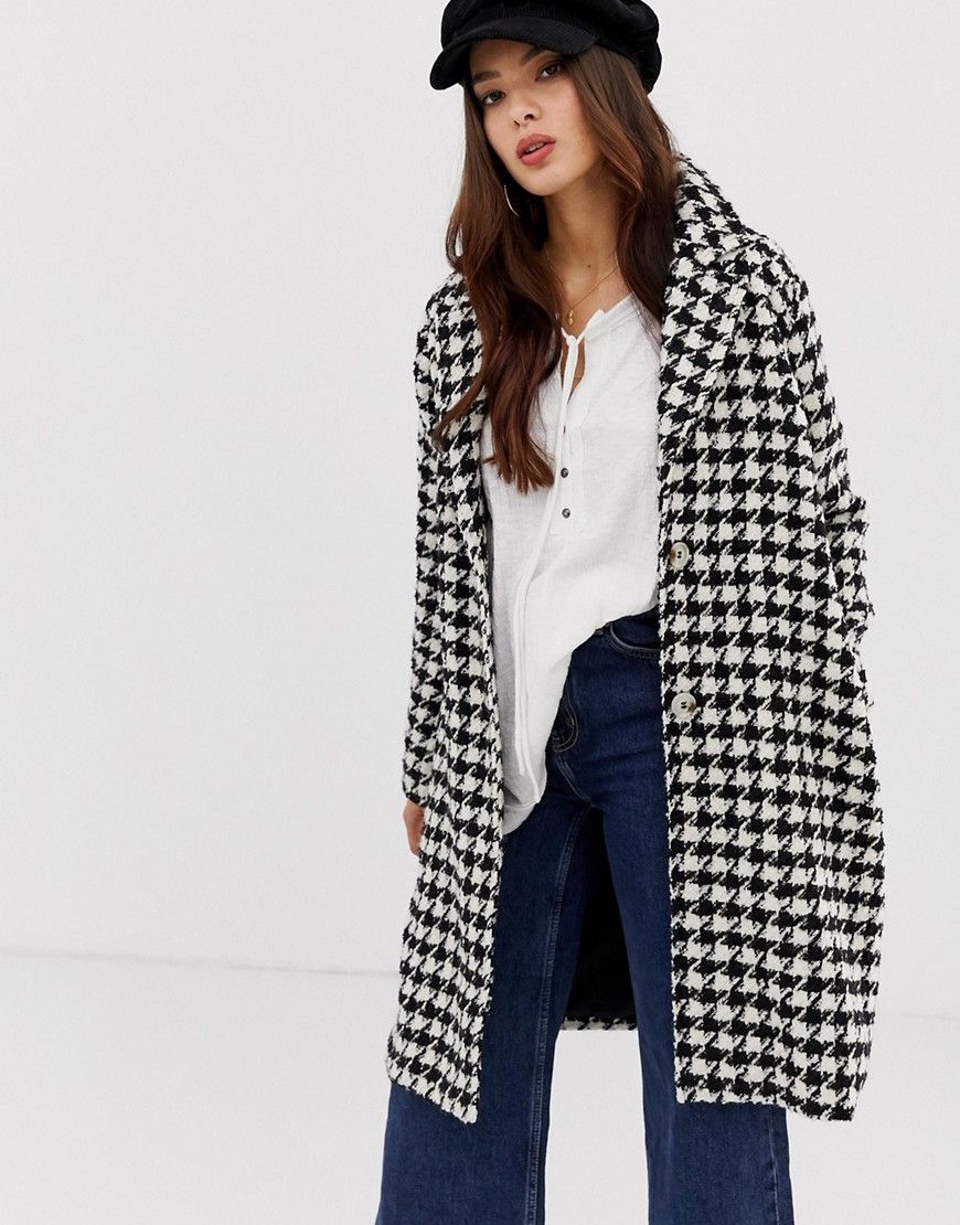 Moon River oversized houndstooth coat - Multi | ASOS US